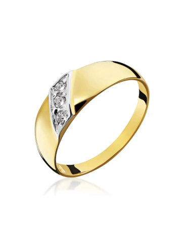 Pierścionek złoty zdobiony cyrkoniami (Rozmiar pr. 585: 20 Gramatura: 1.52)