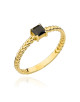 Pierścionek złoty pleciony z czarnym kamieniem (Rozmiar pr. 585: 11 Gramatura: 1.48)