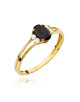 Pierścionek złoty z czarnym kamieniem zdobiony cyrkoniami (Rozmiar pr. 585: 19 Gramatura: 1.12)
