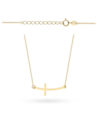 Naszyjnik złoty z zaokrąglonym krzyżykiem w poprzek pr. 585 (Gramatura: 0.74)