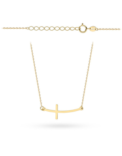 Naszyjnik złoty z zaokrąglonym krzyżykiem w poprzek pr. 585 (Gramatura: 0.74)
