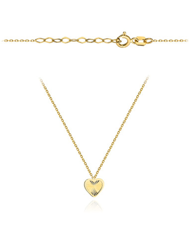 Naszyjnik złoty diamentowane serce w oprawie super lekki pr. 585 (Gramatura: 0.96)