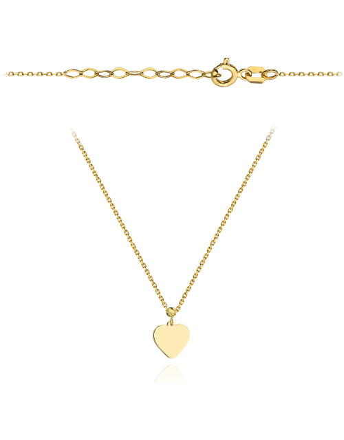 Naszyjnik złoty gładkie serce z diamentowaną kulką super lekki pr. 585 (Gramatura: 0.81)