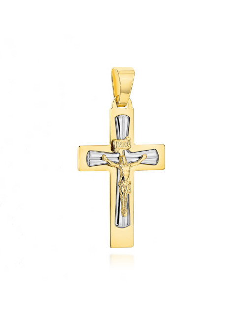 Krzyżyk złoty z ukrzyżowanym Jezusem w dwóch kolorach złota (Gramatura: 2.10)