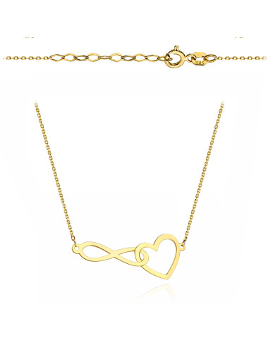 Naszyjnik złoty splecione serce i nieskończoność super lekki pr. 585 (Gramatura: 0.77)