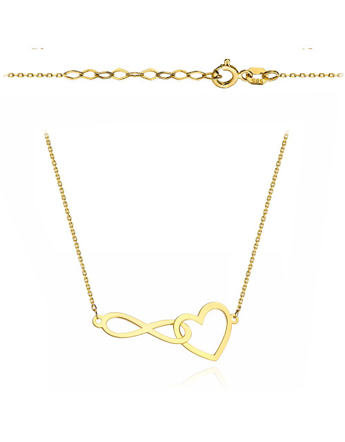 Naszyjnik złoty splecione serce i nieskończoność super lekki pr. 585 (Gramatura: 0.78)