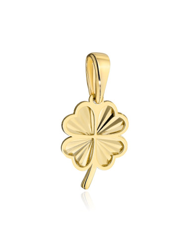 Zawieszka złota diamentowana koniczynka z łodygą (Gramatura: 0.53)