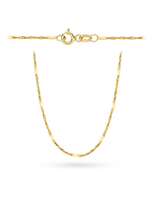 Łańcuszek złoty pr. 585 - splot singapure z blaszką 40 cm (Gramatura: 0.83)